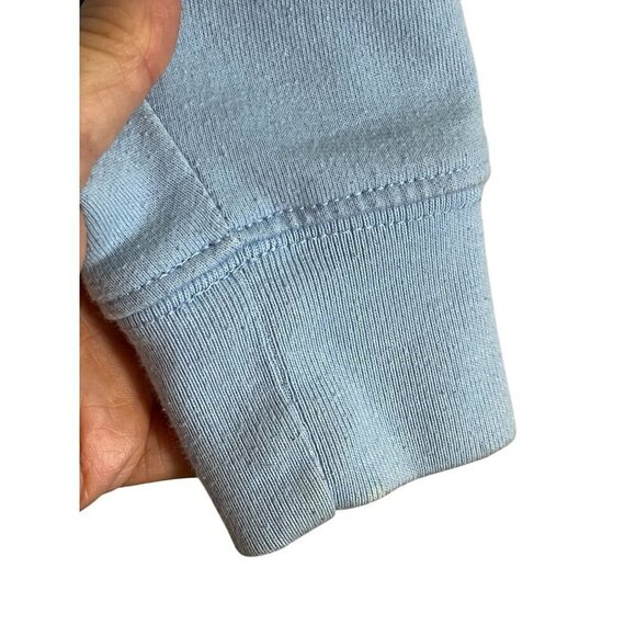 MC Sportswear Sweatshirt Women PL Blue Crew Pullover Festive Snowman Holiday 80s - Picture 6 of 12